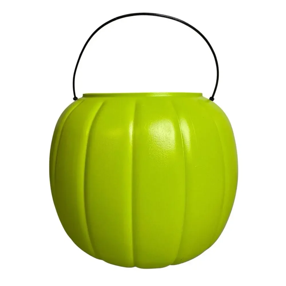 General Foam Blow Mold Jack O Lantern Pumpkin Candy Bucket Pail Neon Green USA